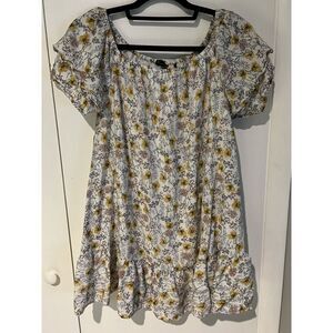 Buffalo David Bitton‎ Floral M Adriella Lined Dress Soft Spring Summer Yellow